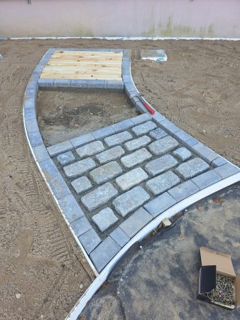 Sensory path with 2 of the three textures installed.