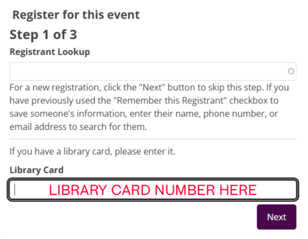 Register by entering your library card
